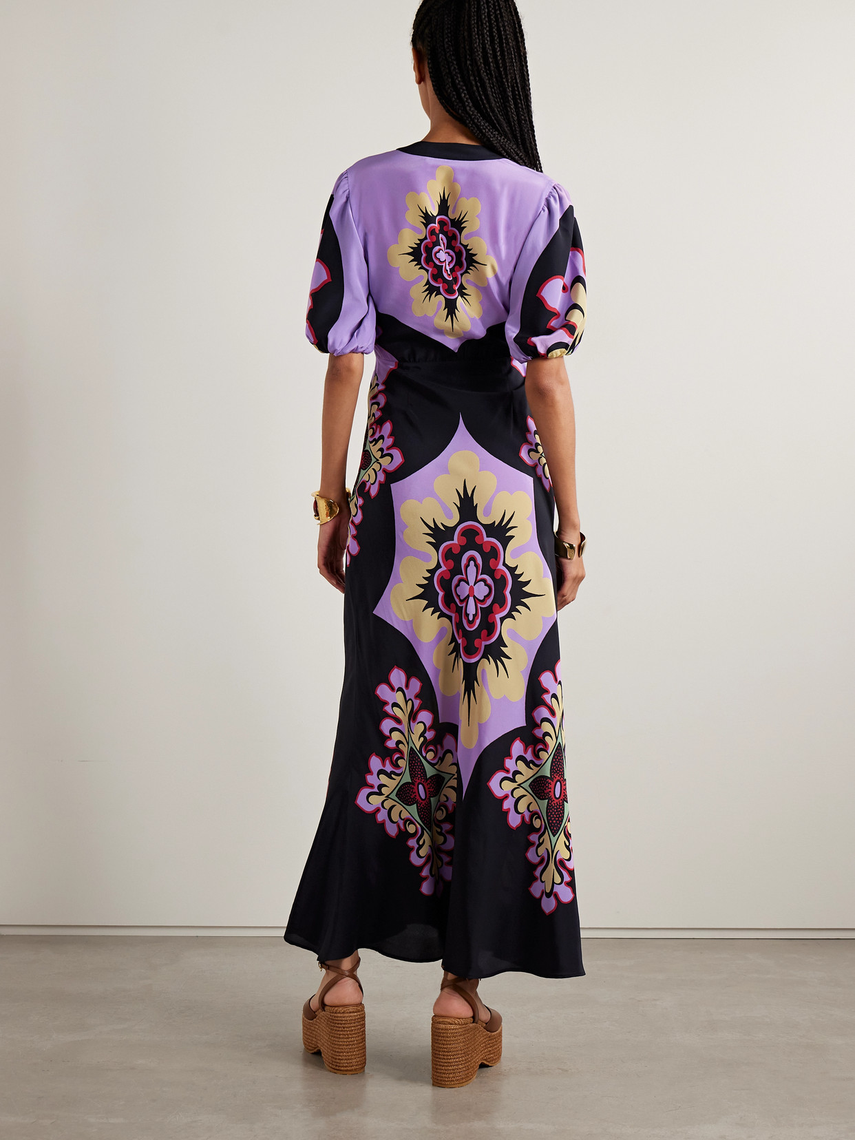 La Doublej Marlene Printed Silk-crepe Maxi Dress