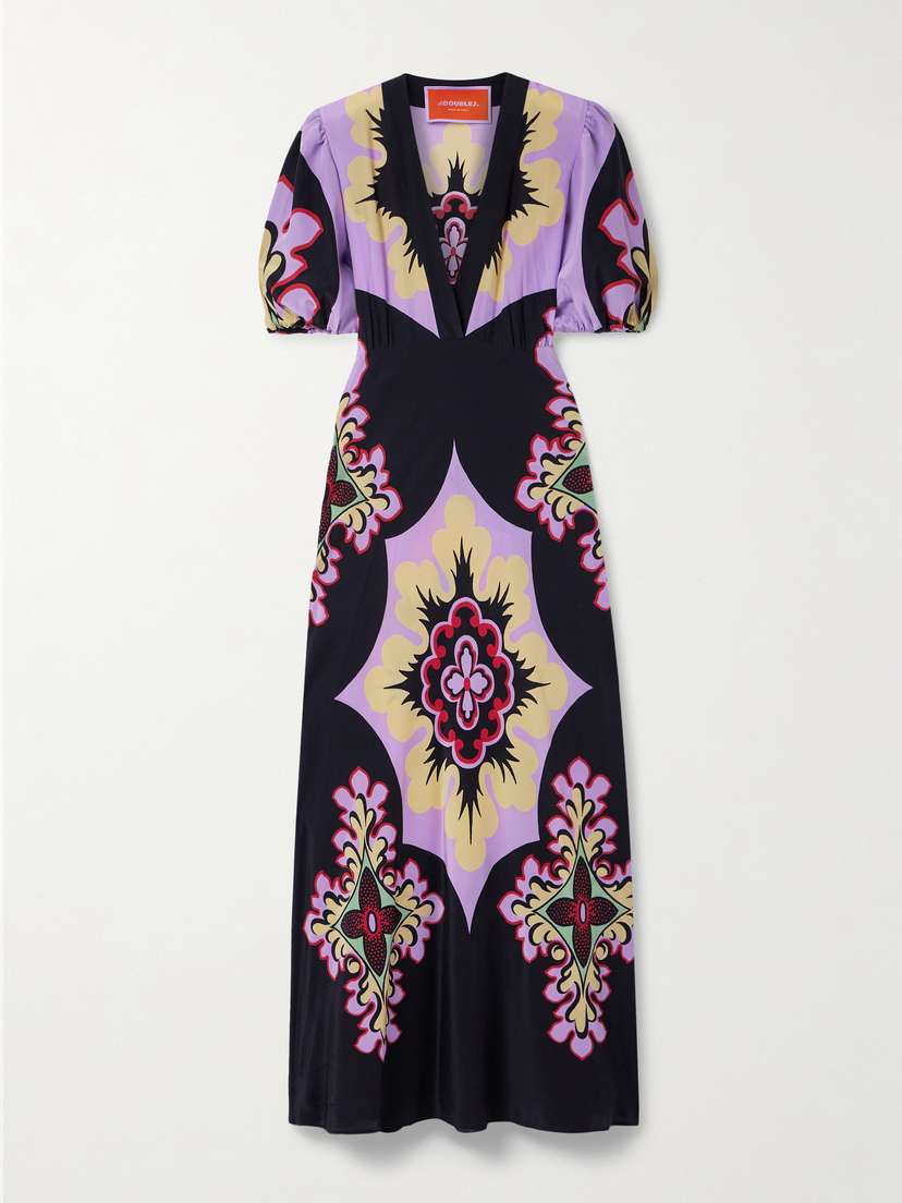 La DoubleJ Marlene Printed Silk-crepe Maxi Dress
