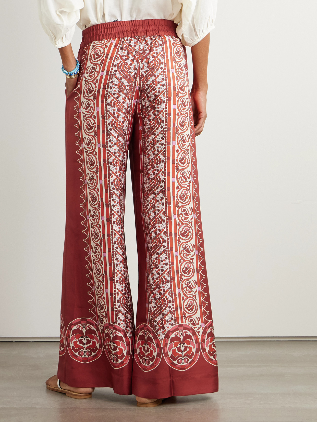 LA DOUBLEJ ICON PALAZZO PRINTED SILK-TWILL WIDE-LEG PANTS
