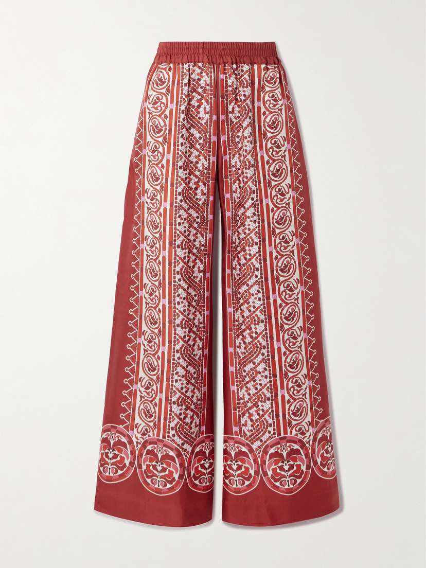 La DoubleJ Icon Palazzo Printed Silk-twill Wide-leg Pants