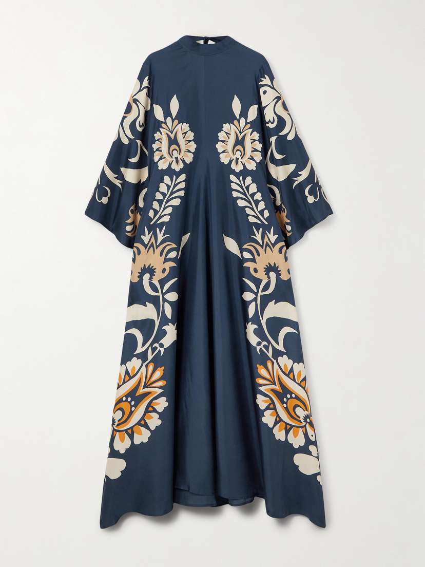 La DoubleJ Scarf-detailed Printed Silk-twill Maxi Dress