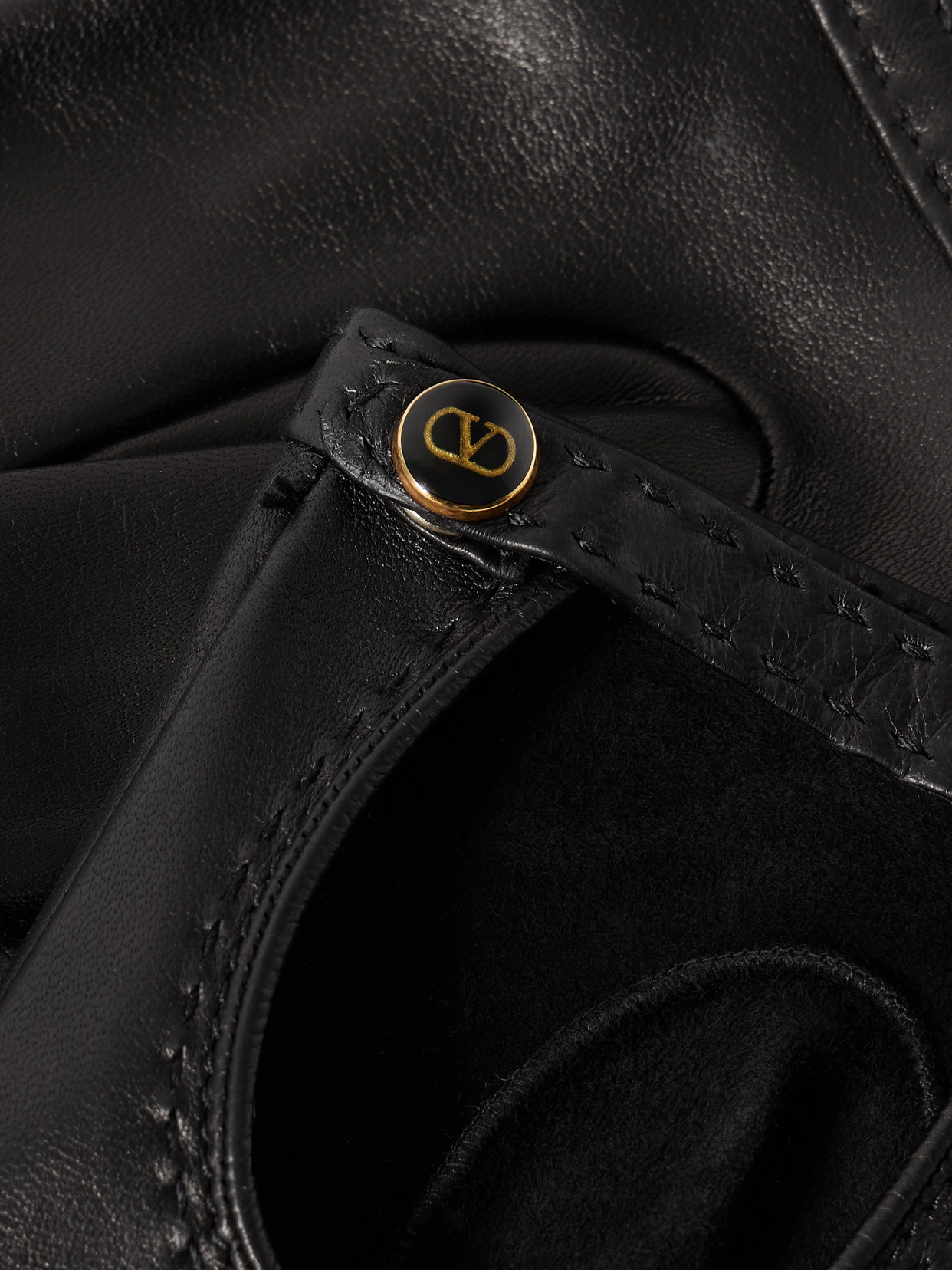 Valentino Vlogo Leather Gloves In Black