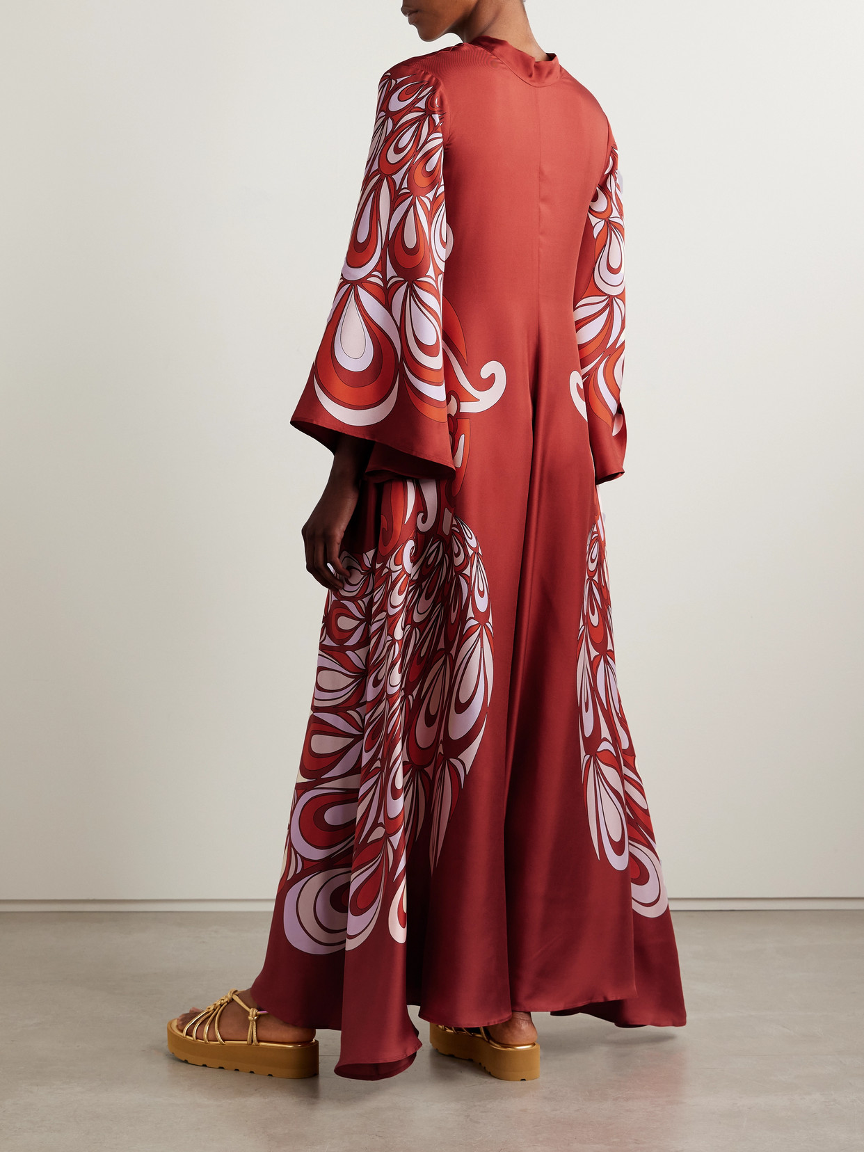 La Doublej Icon Magnifico Printed Silk-twill Maxi Dress