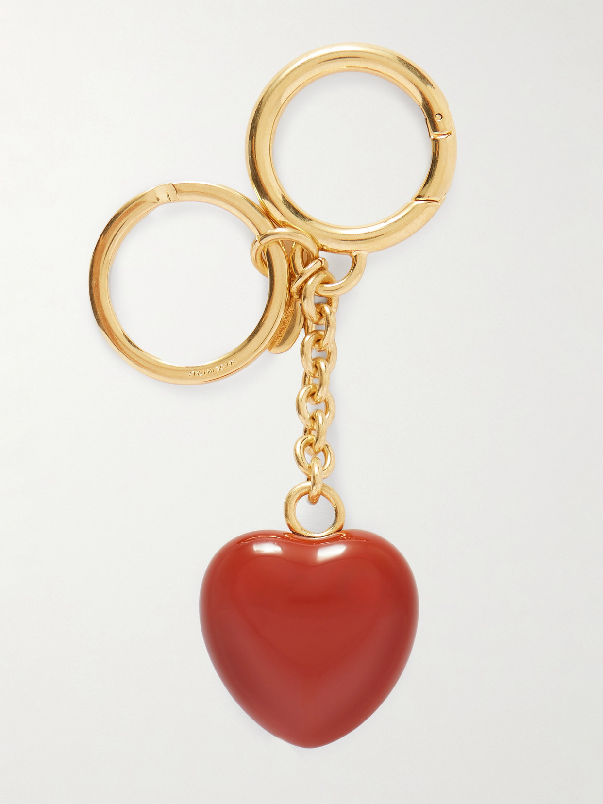 Valentino Garavani Coeur Royal Bag Charm With Key Ring In Metal And Enamel Woman Antique Brass/red U In Gold