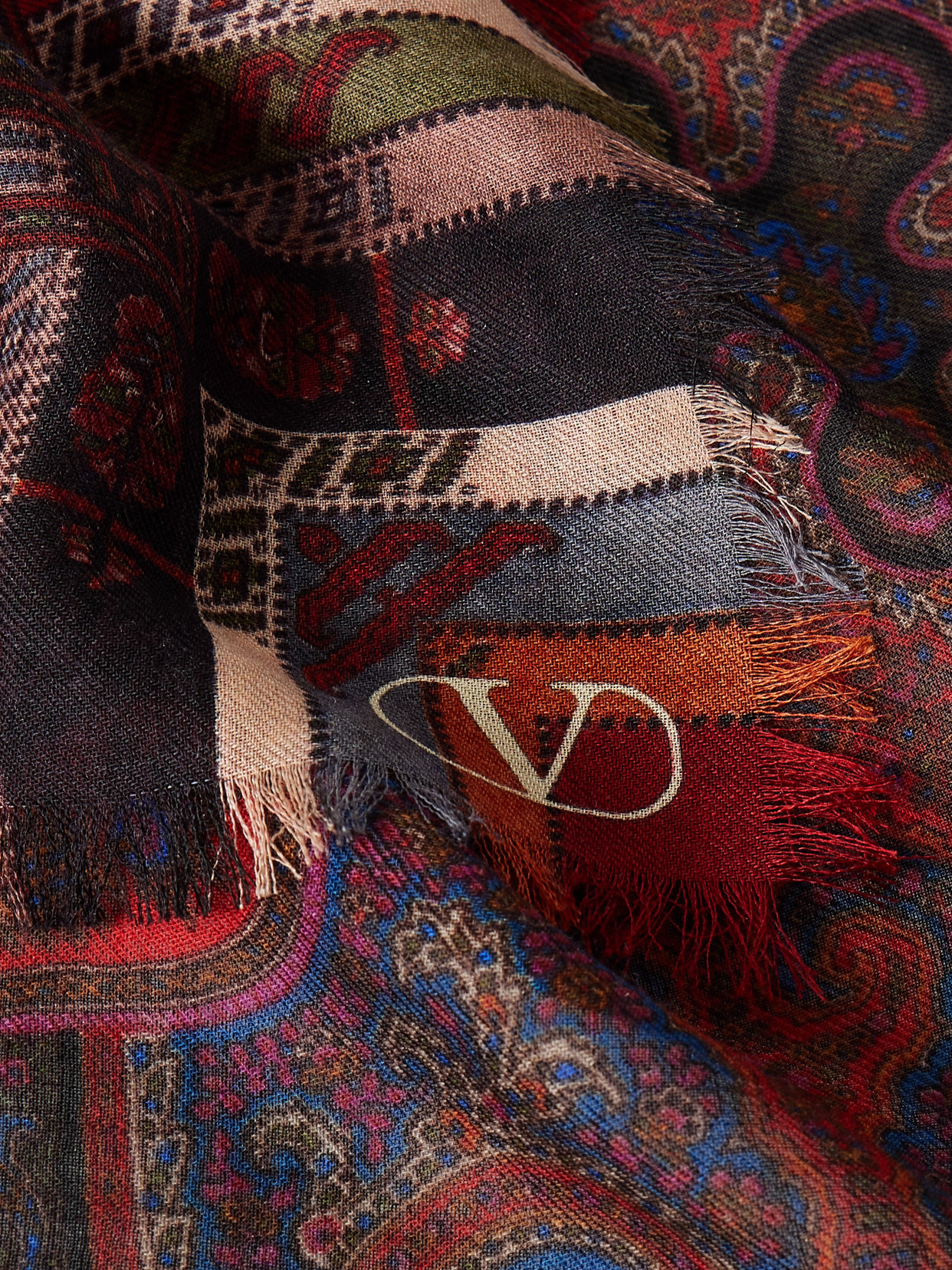 Valentino Frayed Paisley-print Wool And Silk-blend Scarf
