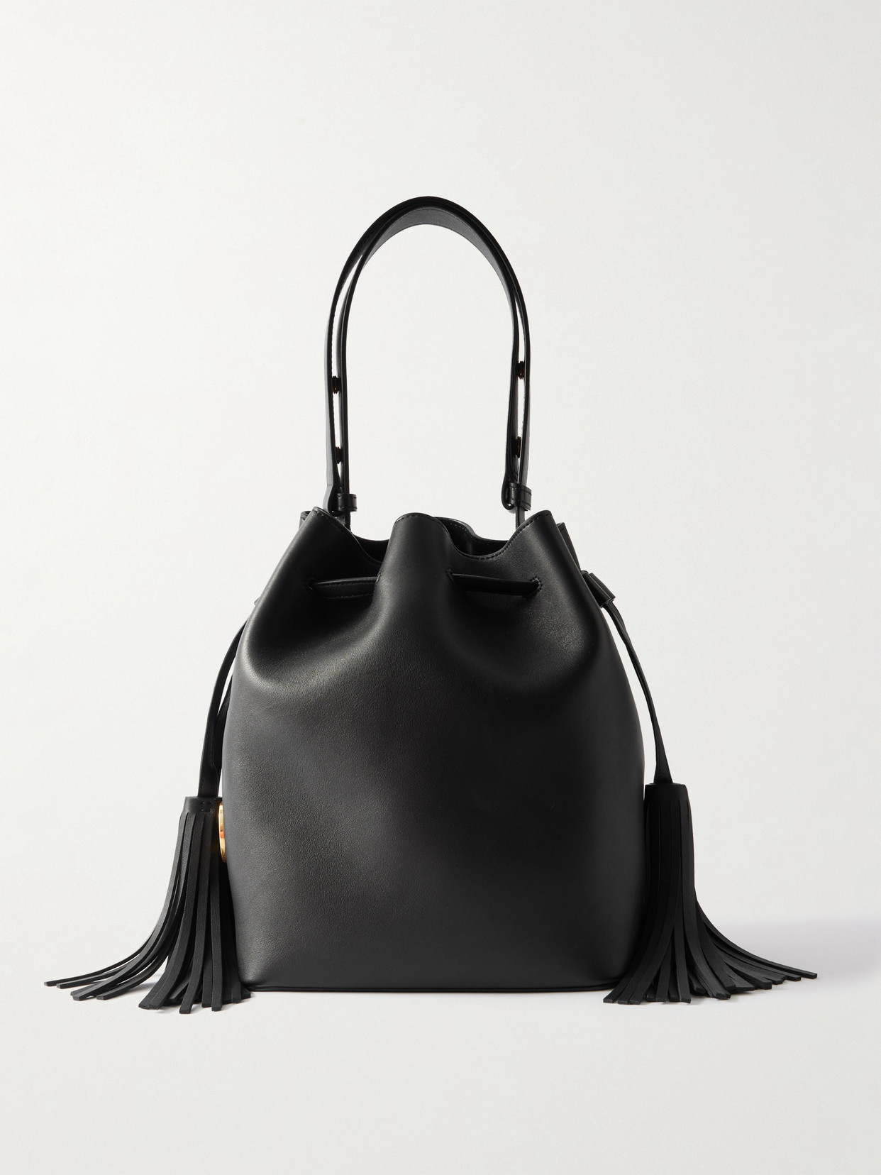 Valentino Garavani So Seau Fringed Leather Shoulder Bag In Black
