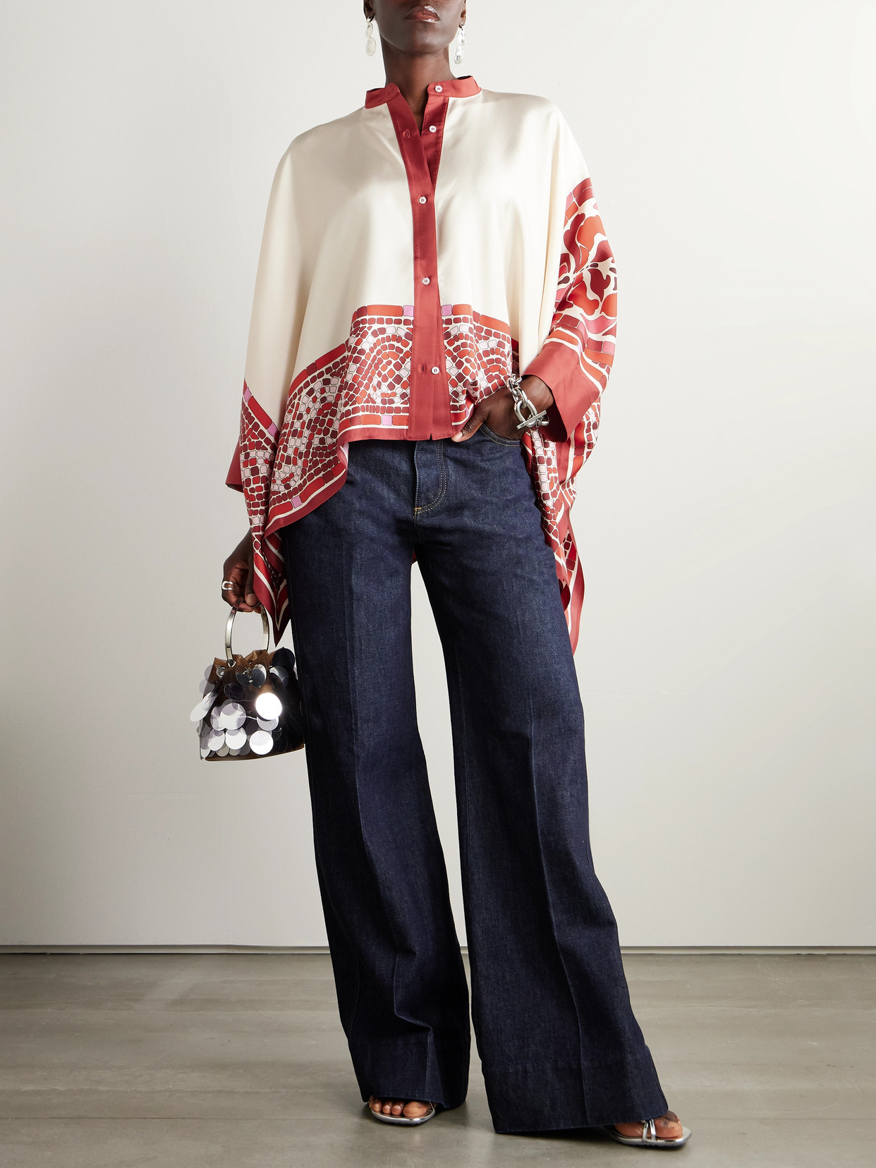 La Doublej La Double J Foulard Printed Silk-satin Blouse In Multi