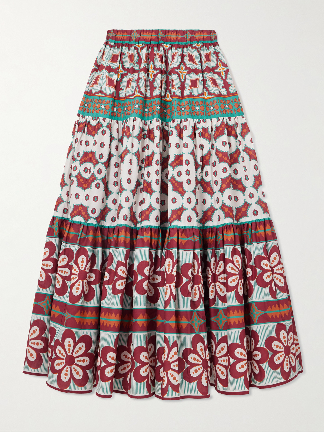 La Doublej Printed Cotton-voile Maxi Skirt In Multi