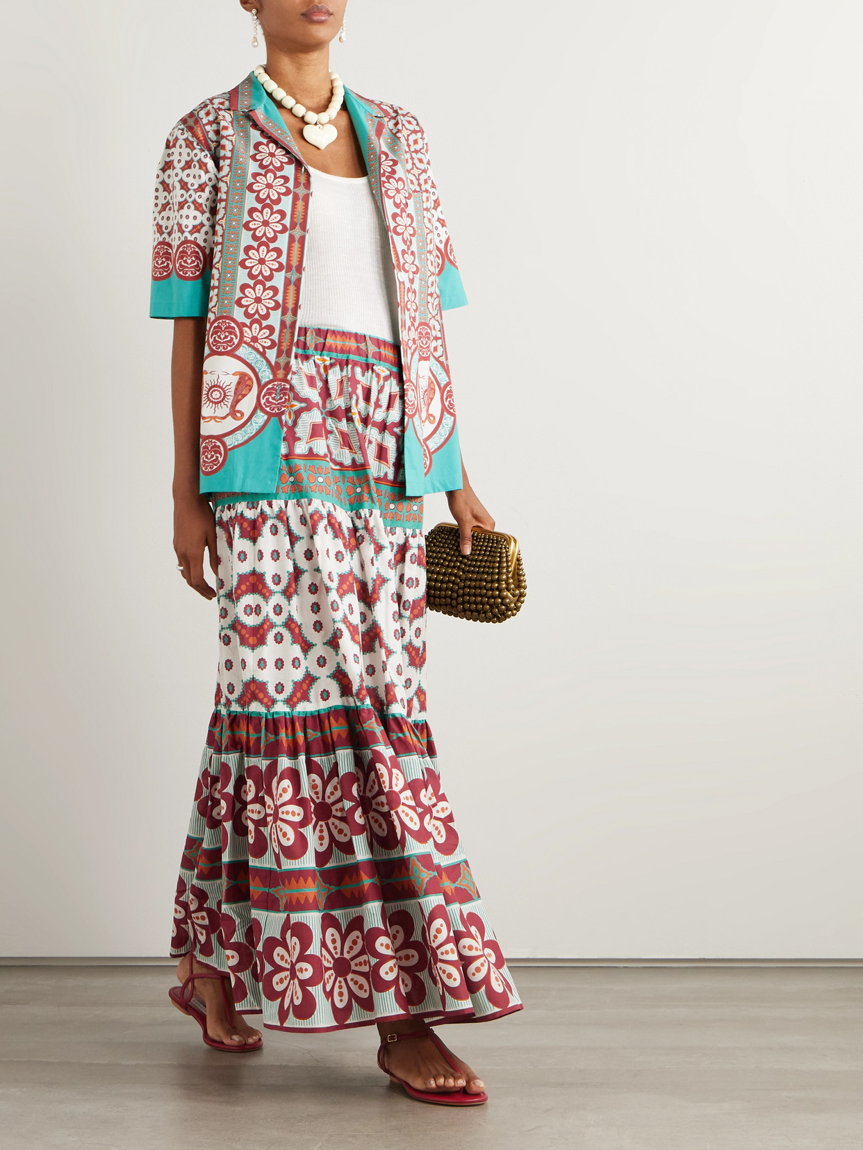 La Doublej Printed Cotton-voile Maxi Skirt In Multi