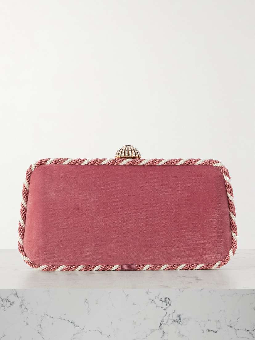 Valentino Garavani Carry Secrets Embellished Cord-trimmed Velvet Clutch