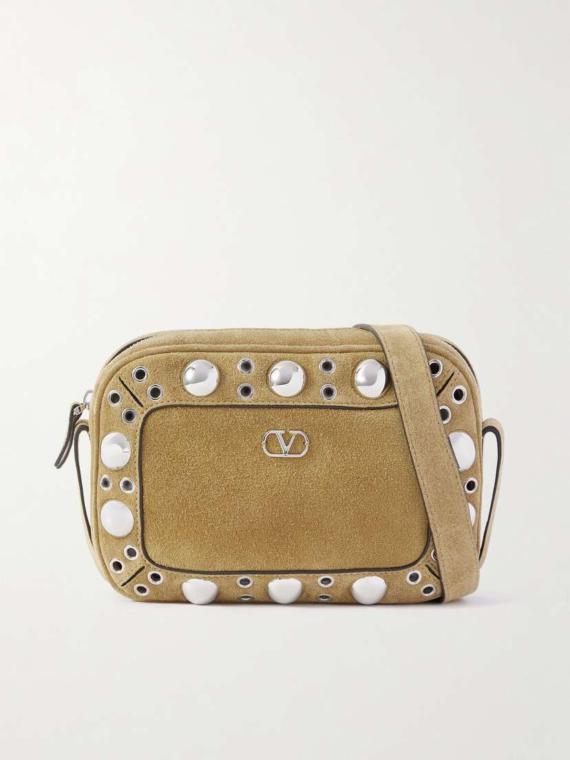 Valentino Garavani Nellcôte Embellished Suede Shoulder Bag