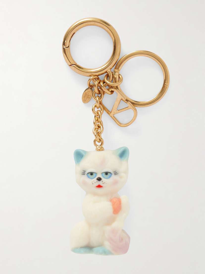 Valentino Garavani Le Chat De La Maison Gold-tone And Resin Bag Charm