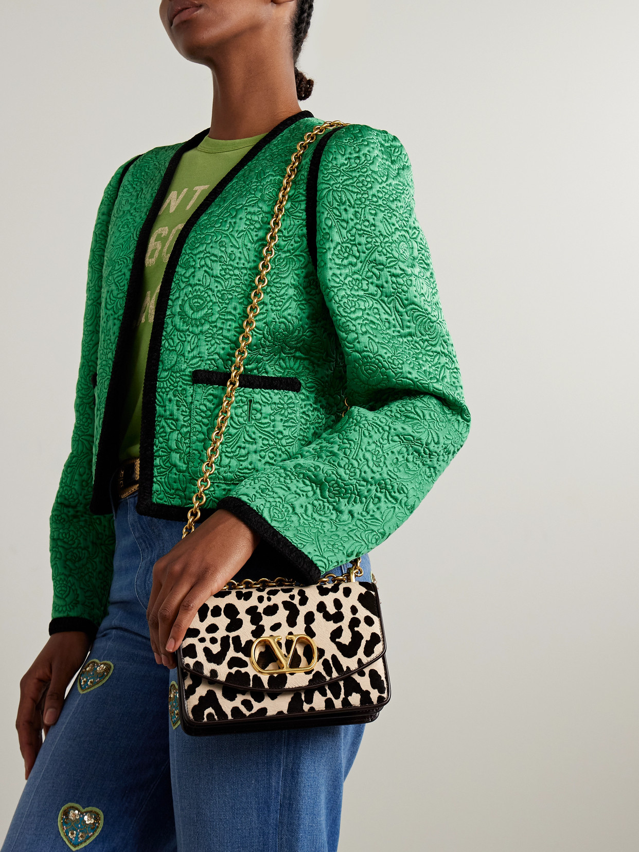 Valentino Vain Leopard-print Calf Hair Shoulder Bag In Multi