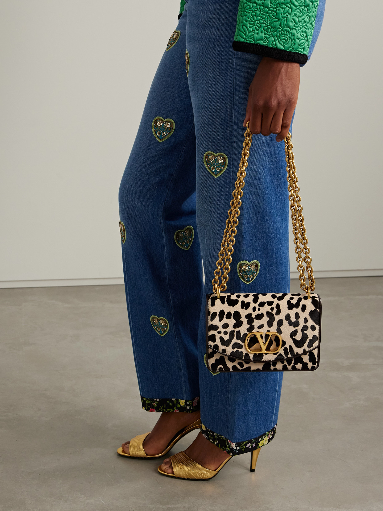 Valentino Vain Leopard-print Calf Hair Shoulder Bag In Multi
