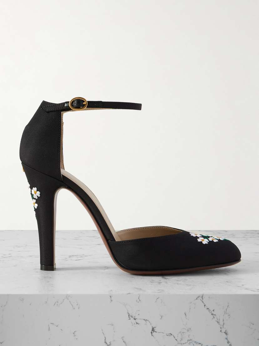 Valentino Garavani — Dolly 105 embroidered shantung pumps