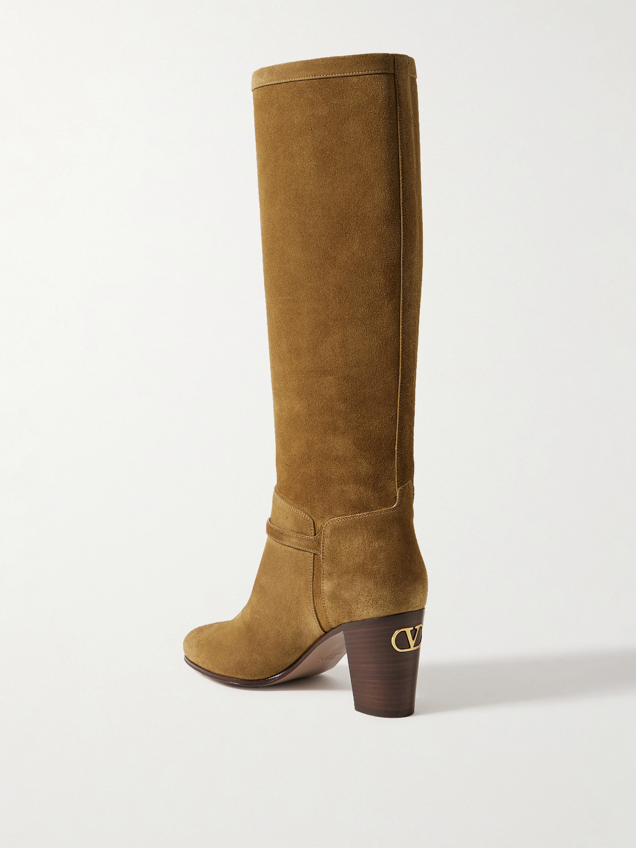 Valentino Buckle-strap Suede Boots In Brown