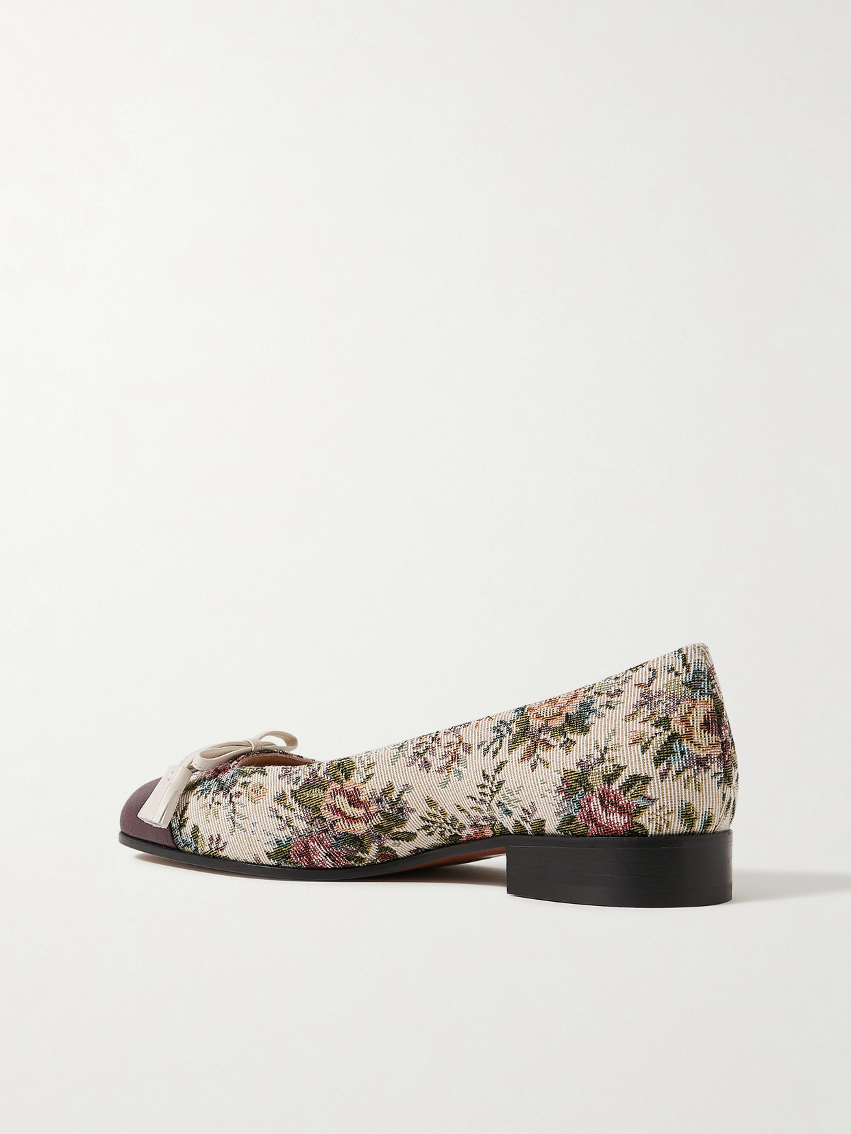 Valentino Valet Du Roi Leather-trimmed Floral-jacquard Ballet Flats In Multi