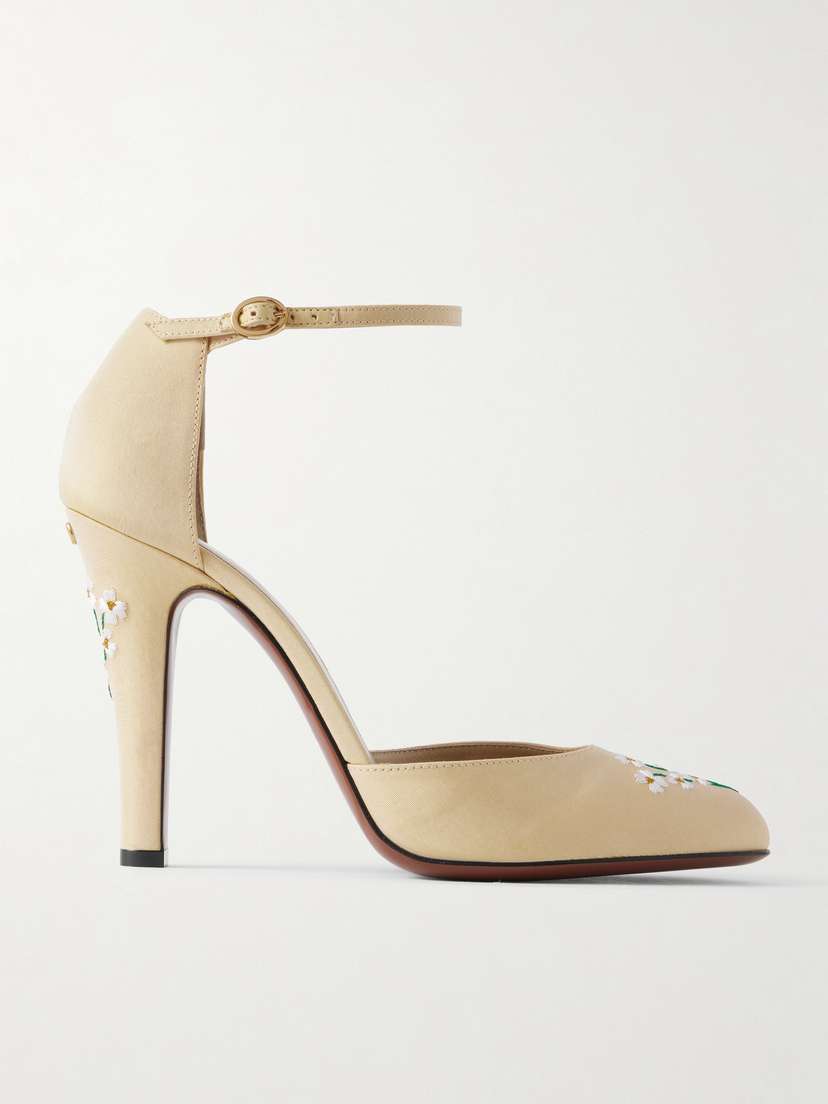 Valentino Garavani Dolly 105 Embroidered Shantung Pumps