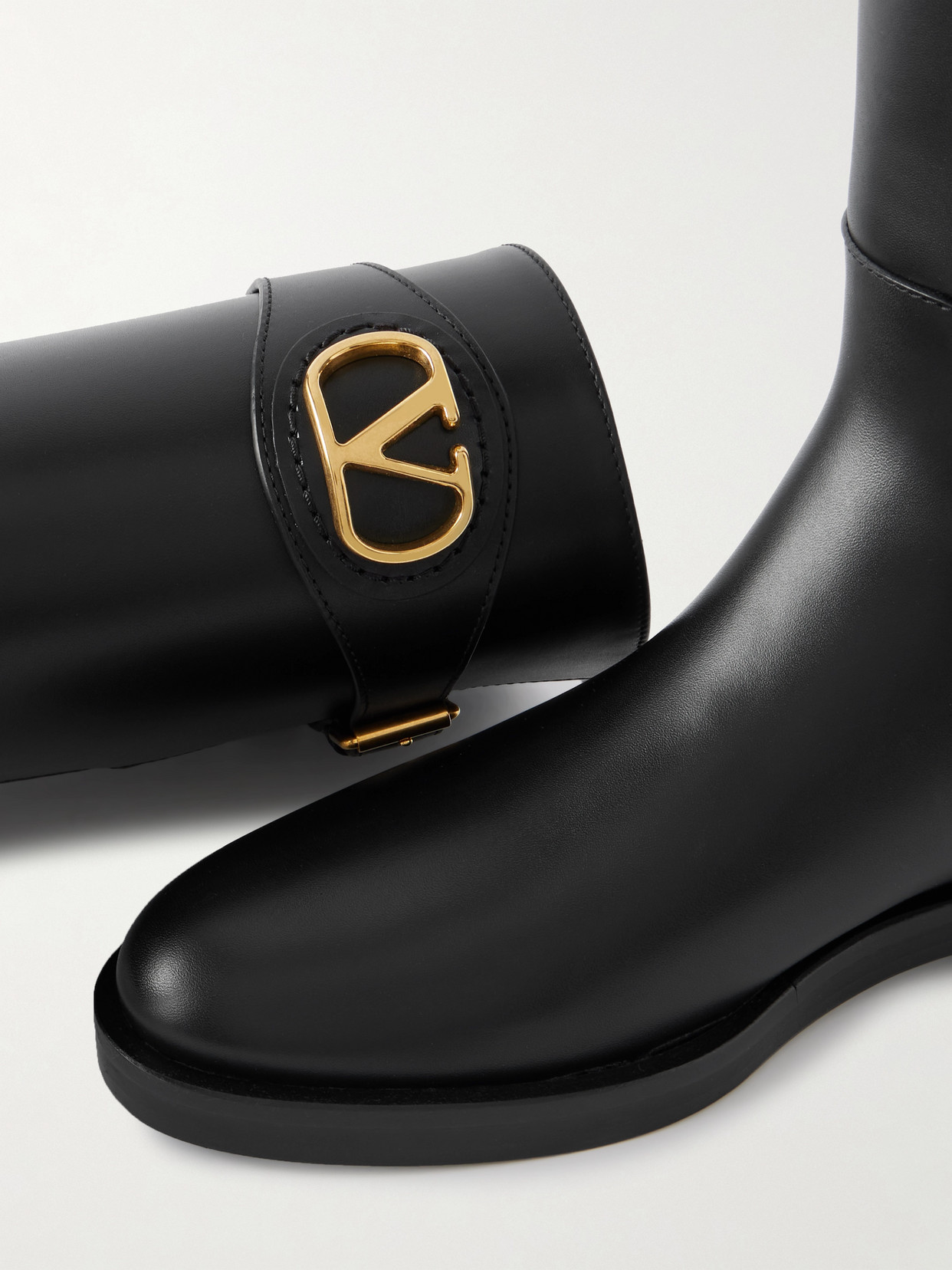 Valentino Garavani Vlogo Signature Calfskin Boot 30mm Woman Black 38.5 In Black