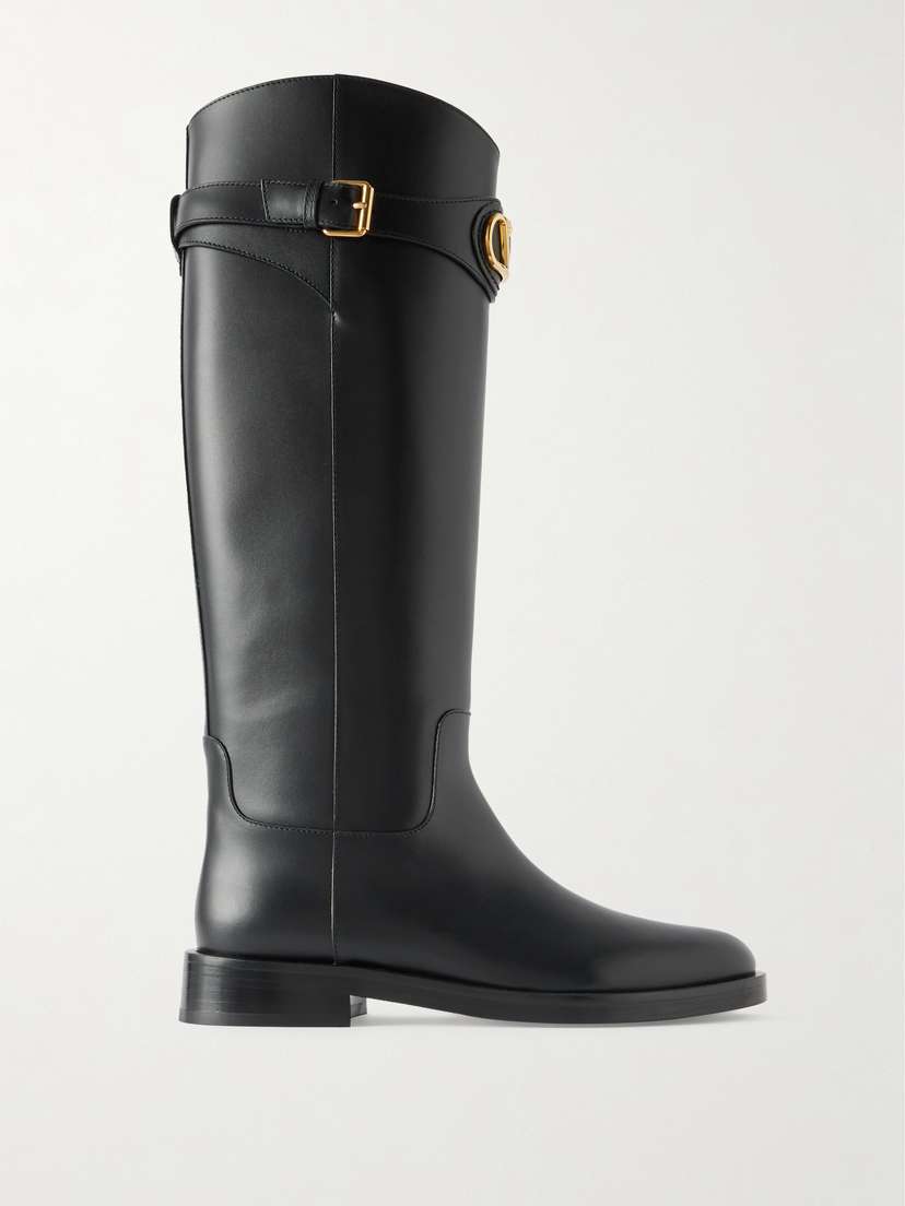 Valentino Garavani Vlogo Leather Knee Boots