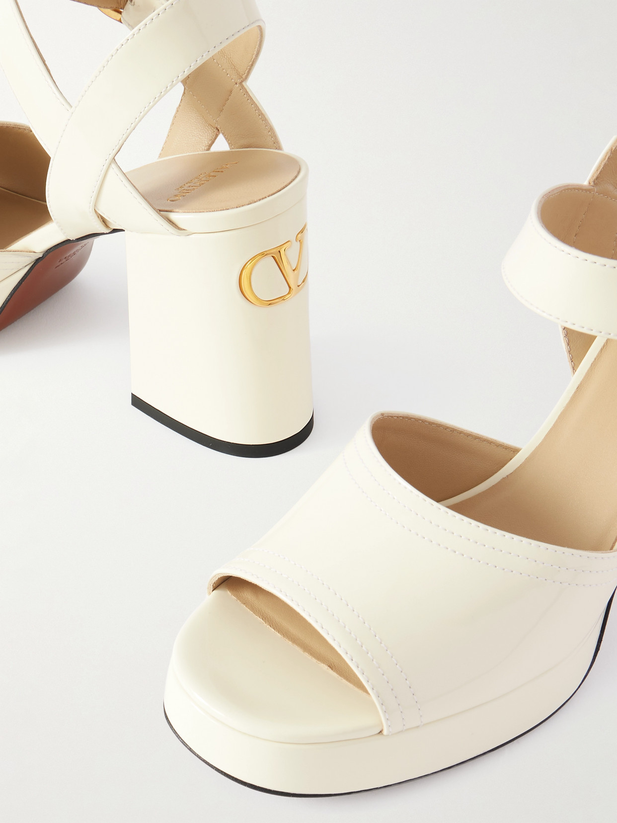 Valentino Sandalo Con Plateau Fawcette In Vitello Abrasivato 100mm