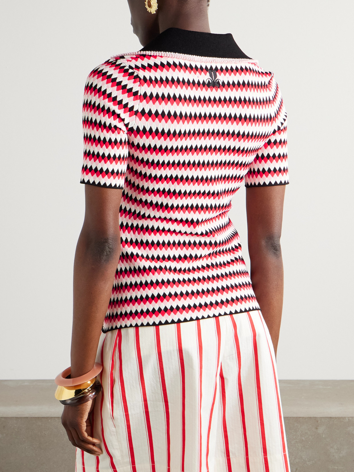 Shop La Doublej Jacquard-knit Polo Shirt