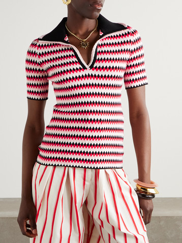 La DoubleJ Jacquard-knit polo shirt