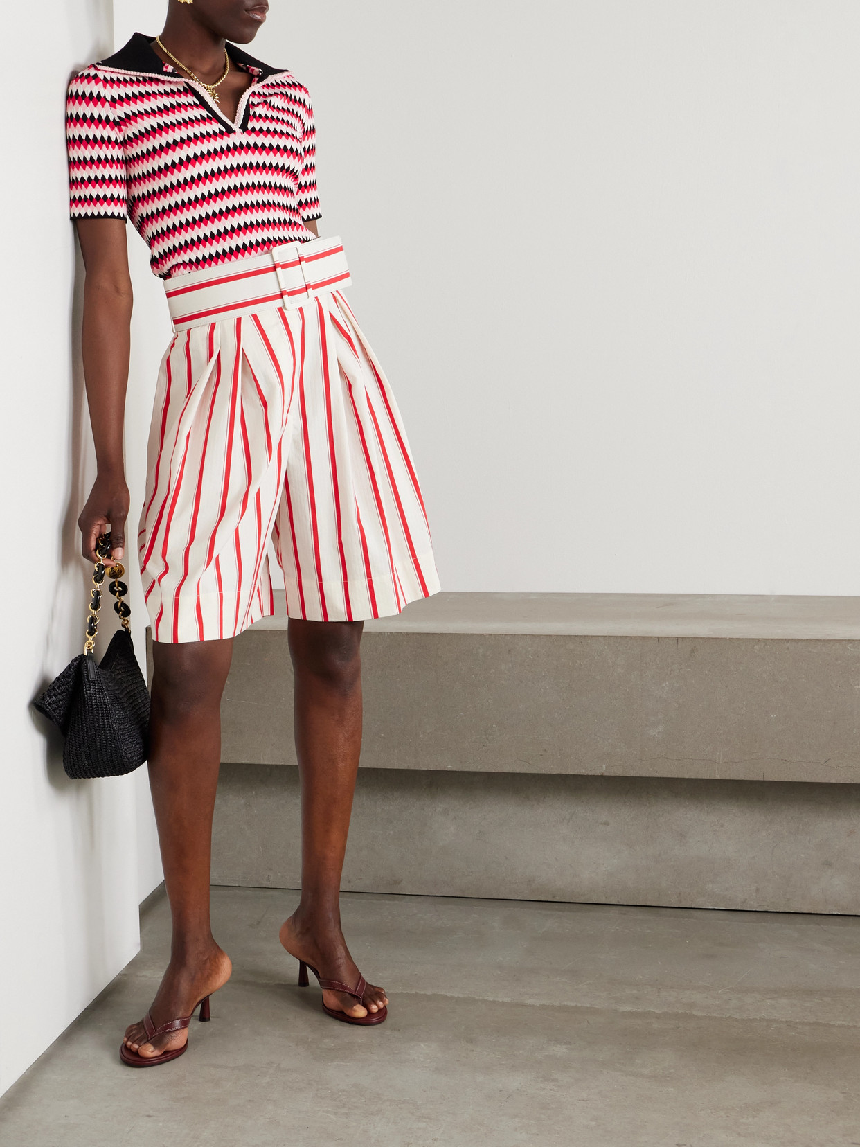 Shop La Doublej Jacquard-knit Polo Shirt