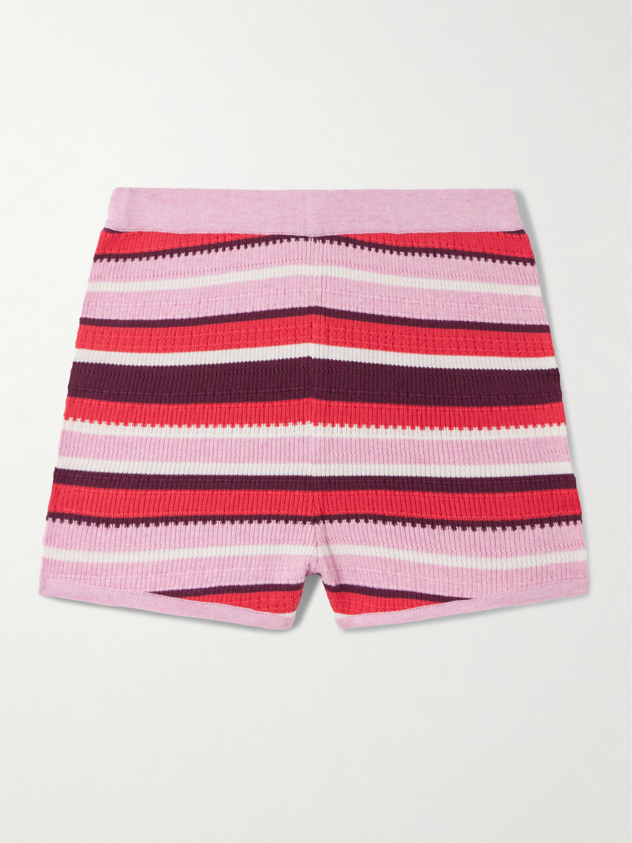 La Doublej Veneziana Striped Ribbed Cotton Shorts