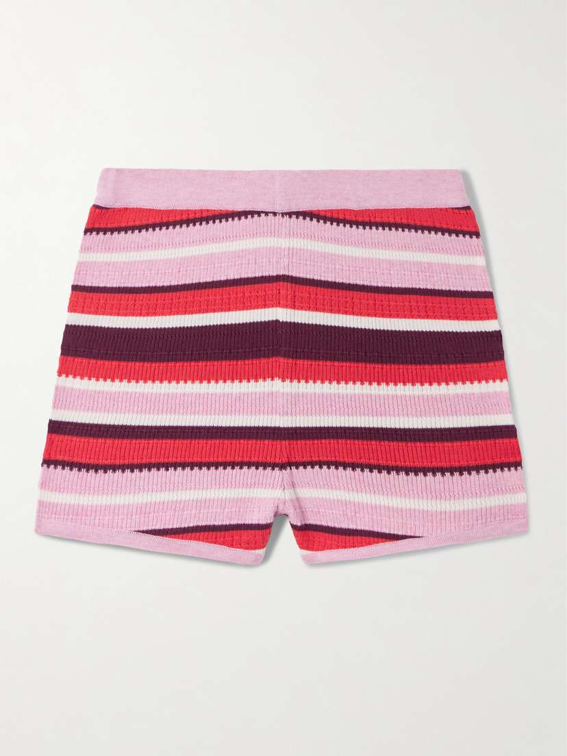 La DoubleJ Veneziana Striped Ribbed Cotton Shorts