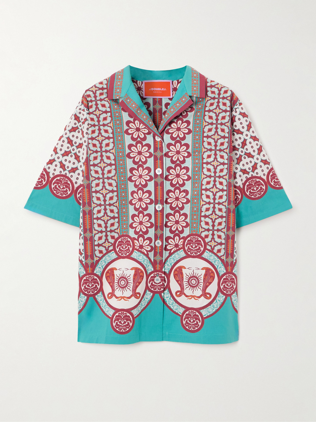 La Doublej Printed Cotton-poplin Shirt In Multi