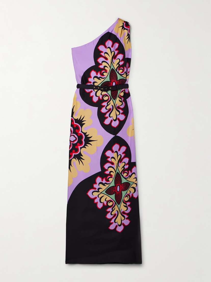 La DoubleJ Roy One-shoulder Printed Silk-twill Maxi Dress