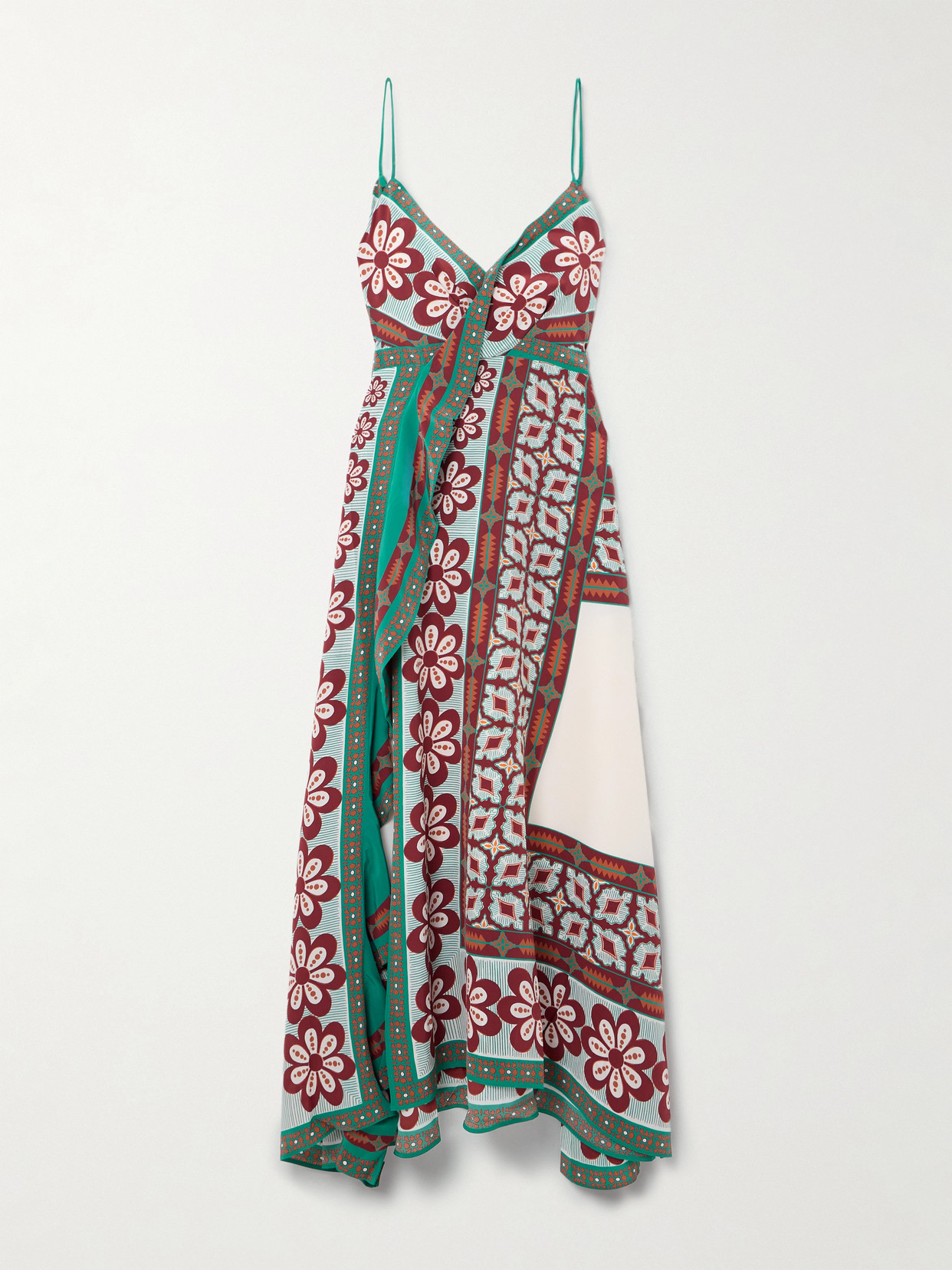La Doublej Turn Around Wrap-effect Printed Silk-voile Midi Dress In Multi