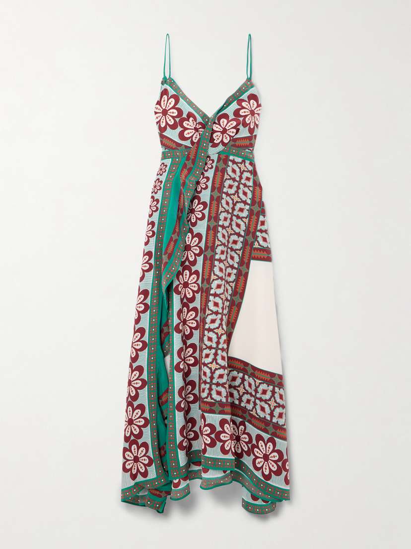 La DoubleJ Turn Around Wrap-effect Printed Silk-voile Midi Dress