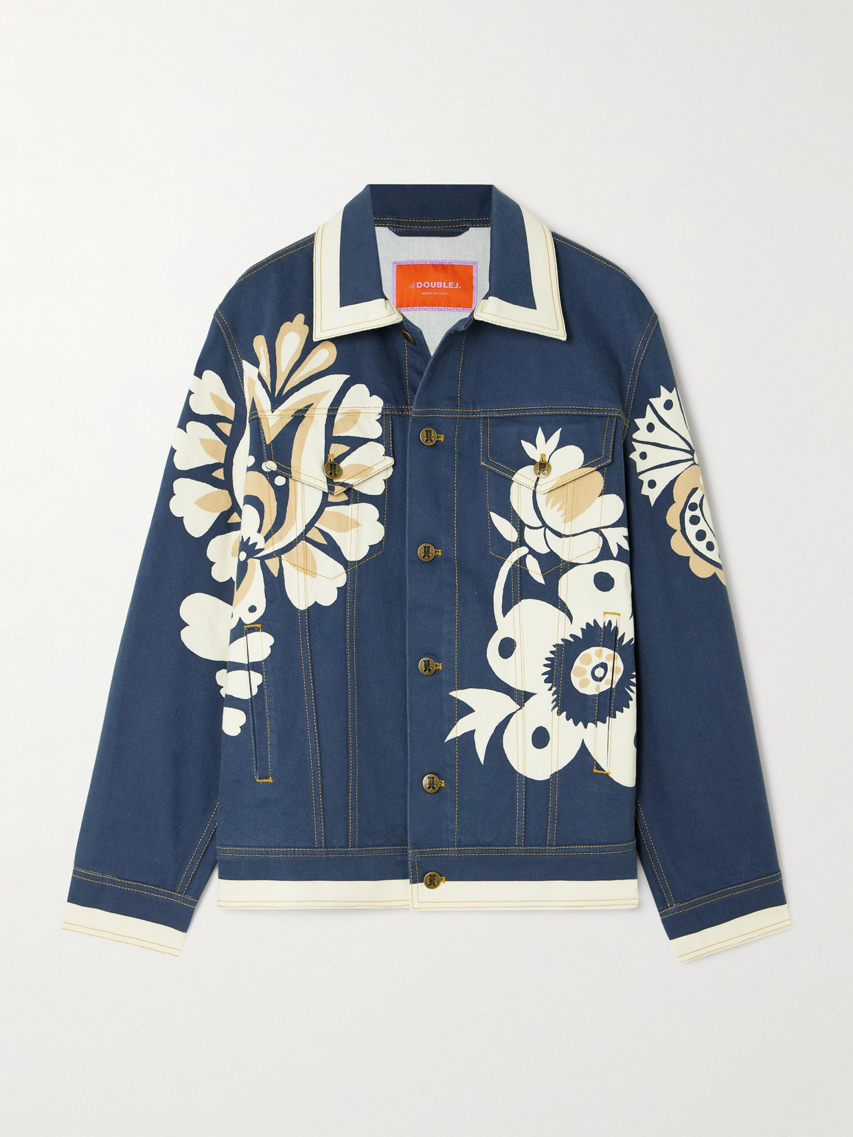 La Doublej Jj Floral-print Denim Jacket