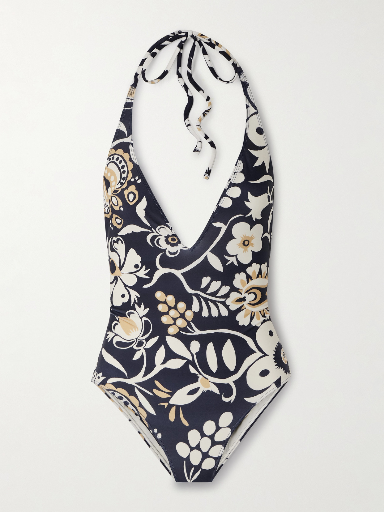 La Doublej Printed Halterneck Swimsuit In Blue