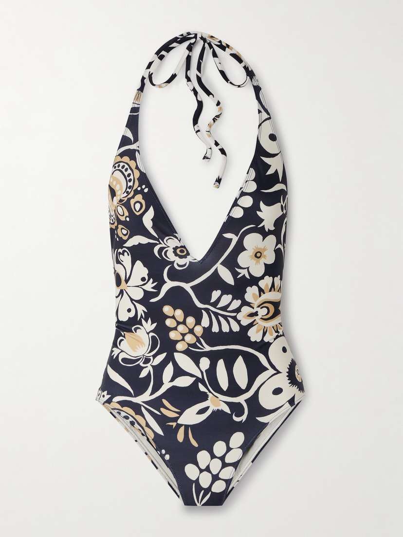 La DoubleJ Printed Halterneck Swimsuit