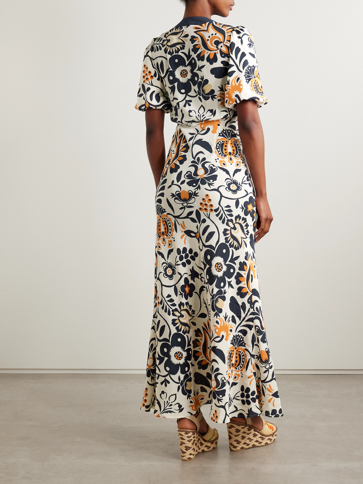 La Doublej Marlene Printed Silk-crepe Maxi Dress