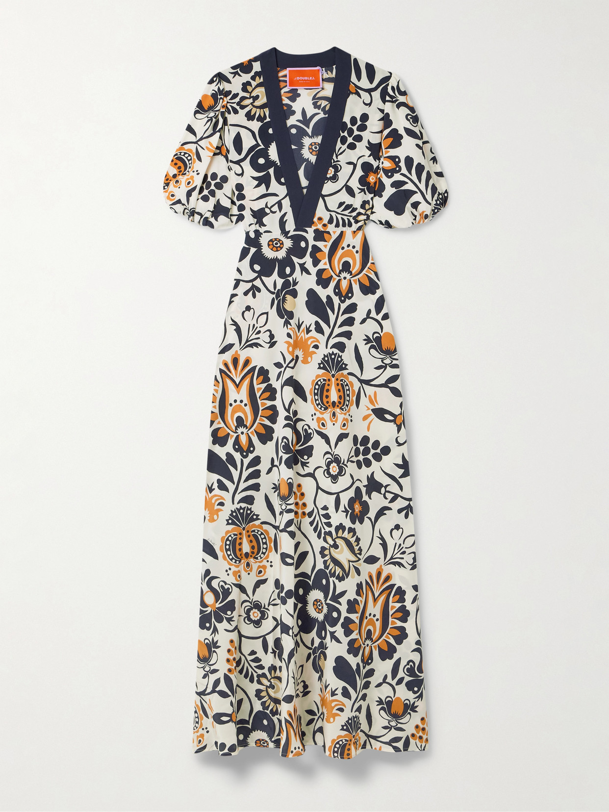 La Doublej Marlene Printed Silk-crepe Maxi Dress