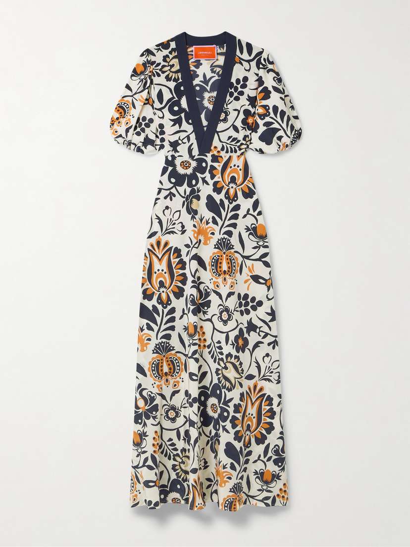 La DoubleJ Marlene Printed Silk-crepe Maxi Dress