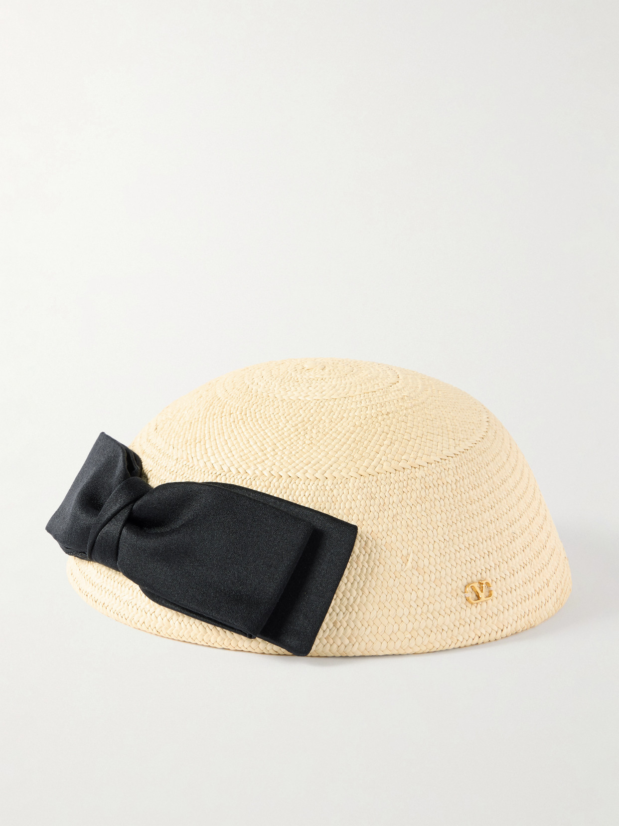 Valentino Garavani Bow-detailed Raffia Hat In Neutral