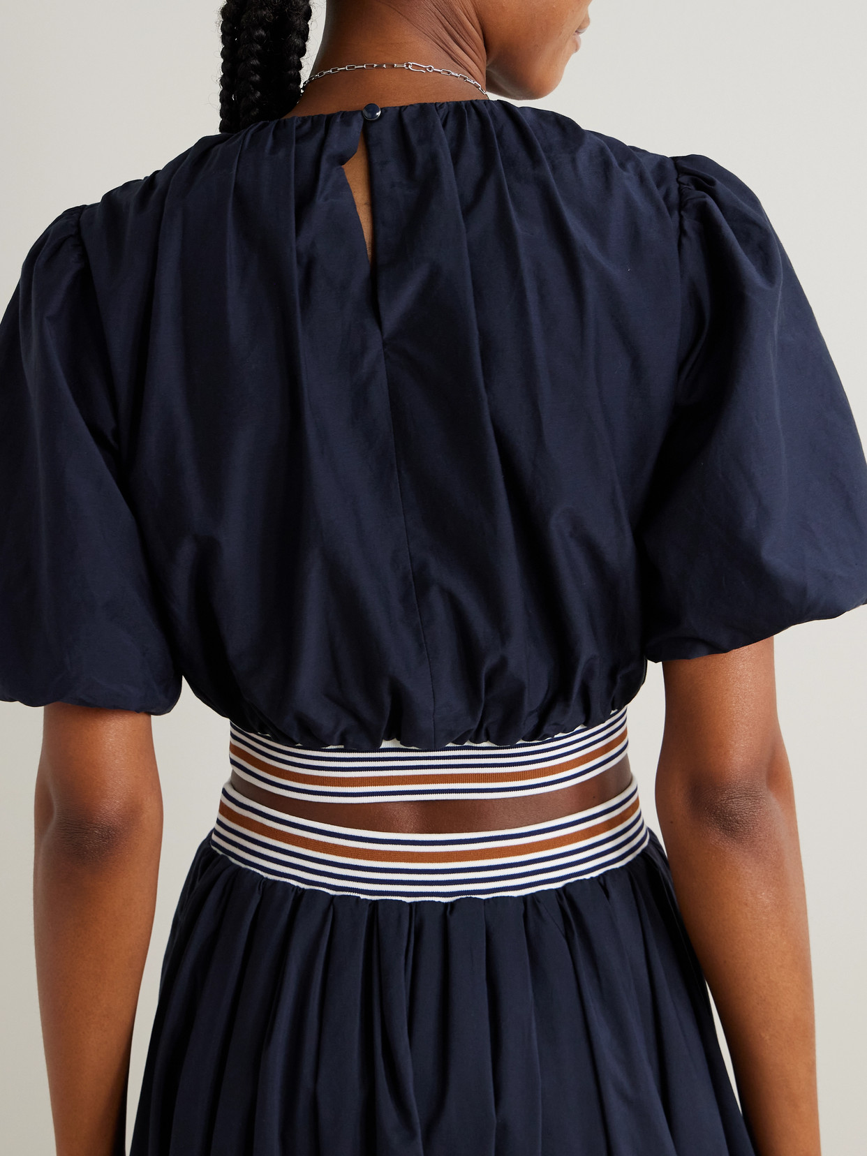 Gabriela Cropped Striped Cotton And Silk-Blend Blouse