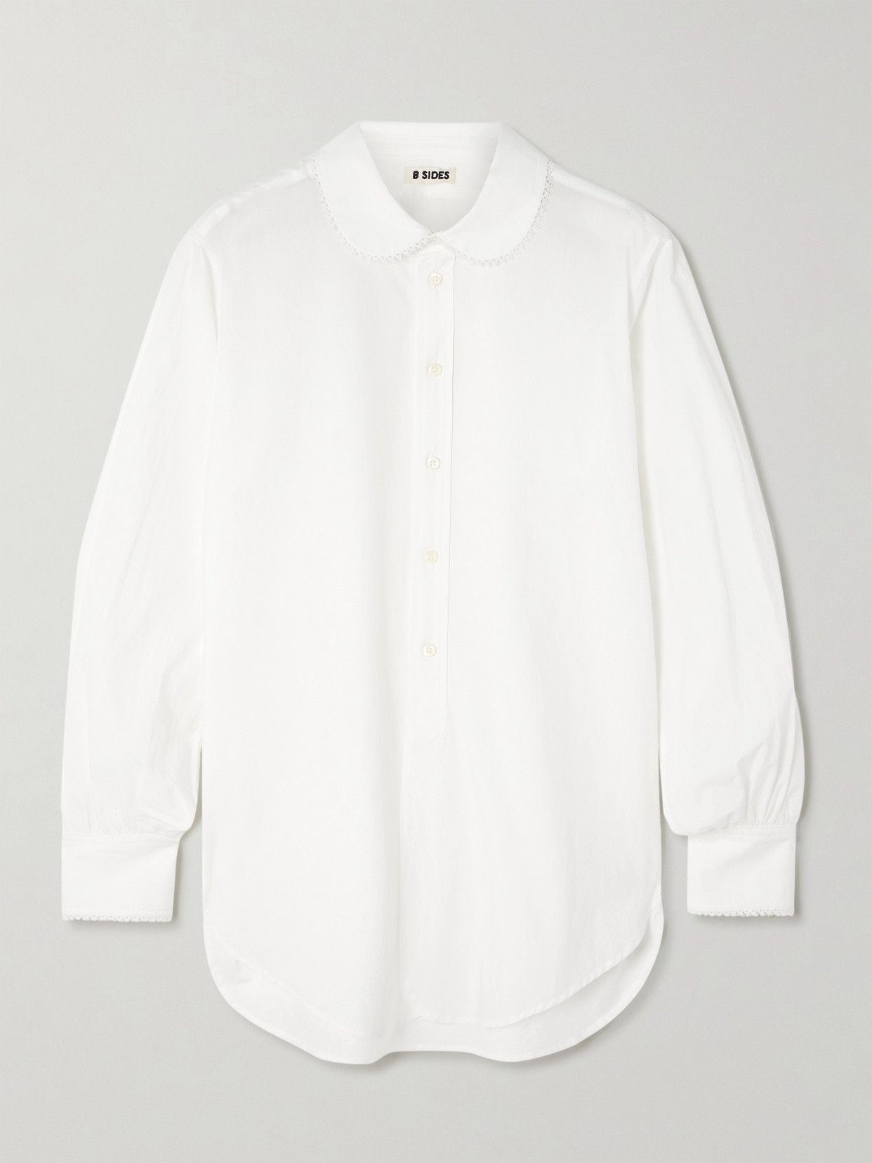 B Sides Louisa Lace-trimmed Cotton-poplin Shirt