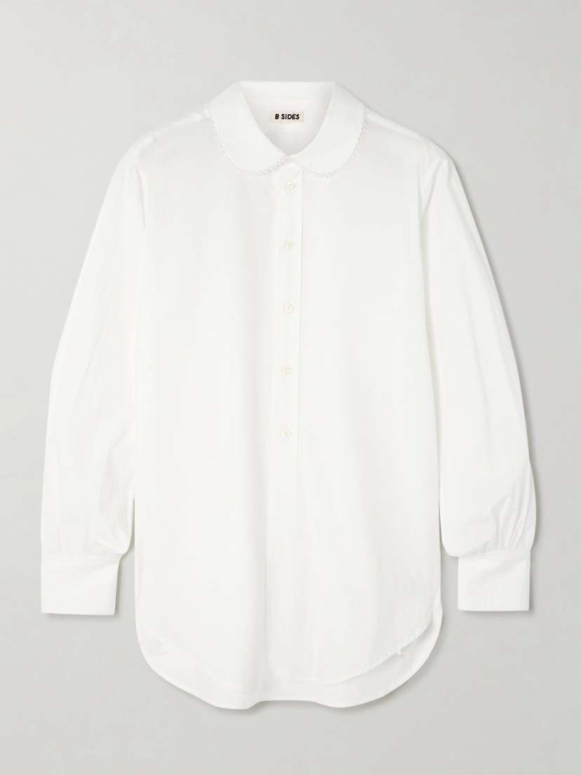 B SIDES Louisa Lace-trimmed Cotton-poplin Shirt
