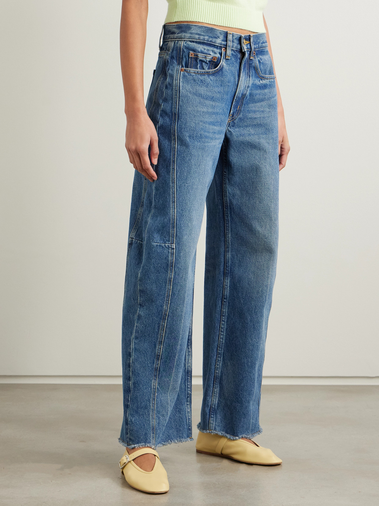 B Sides Relaxed Cuffed Lasso High-rise Wide-leg Jeans