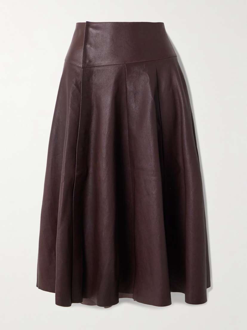 STOULS Queen Paneled Leather Midi Skirt