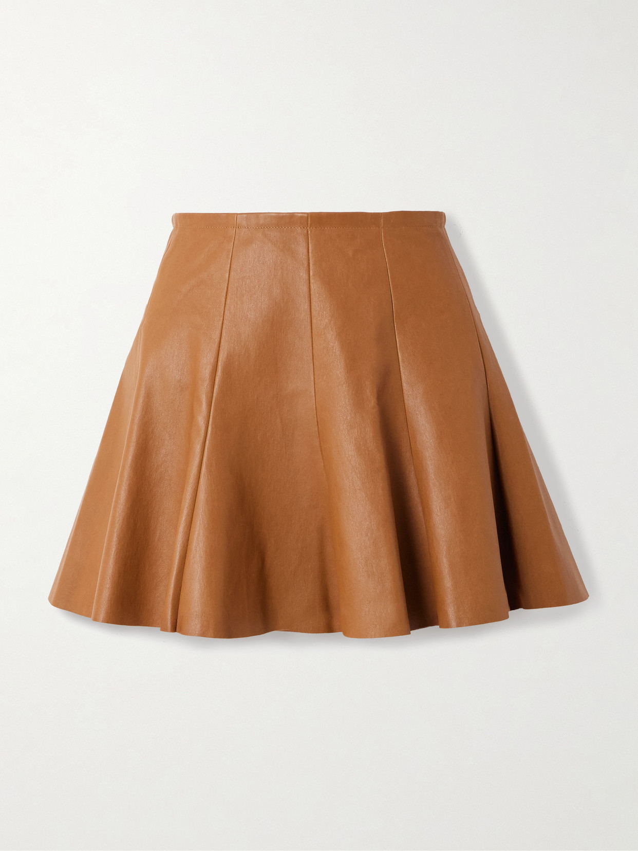 Stouls Mila Paneled Leather Mini Skirt In Brown