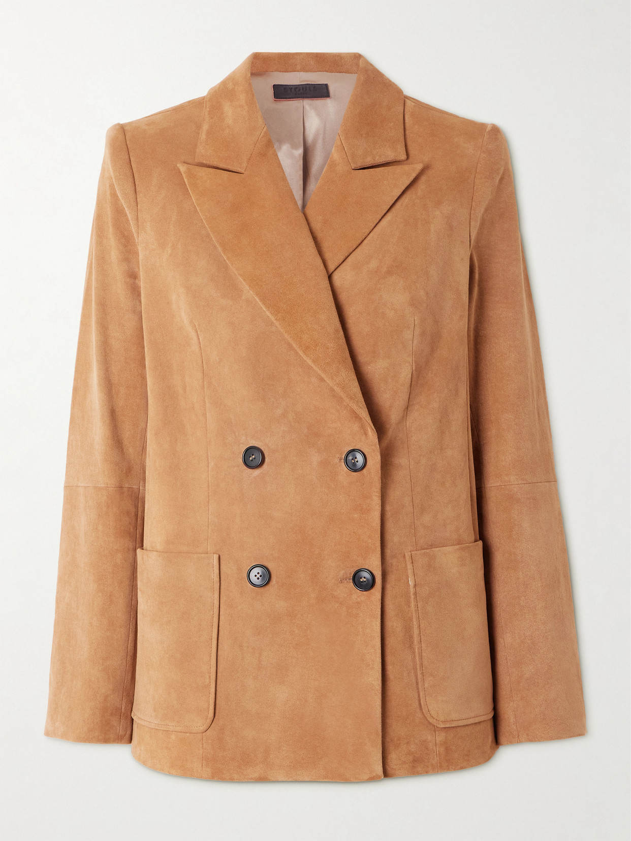 Stouls Jones Double-breasted Suede Blazer In Brown