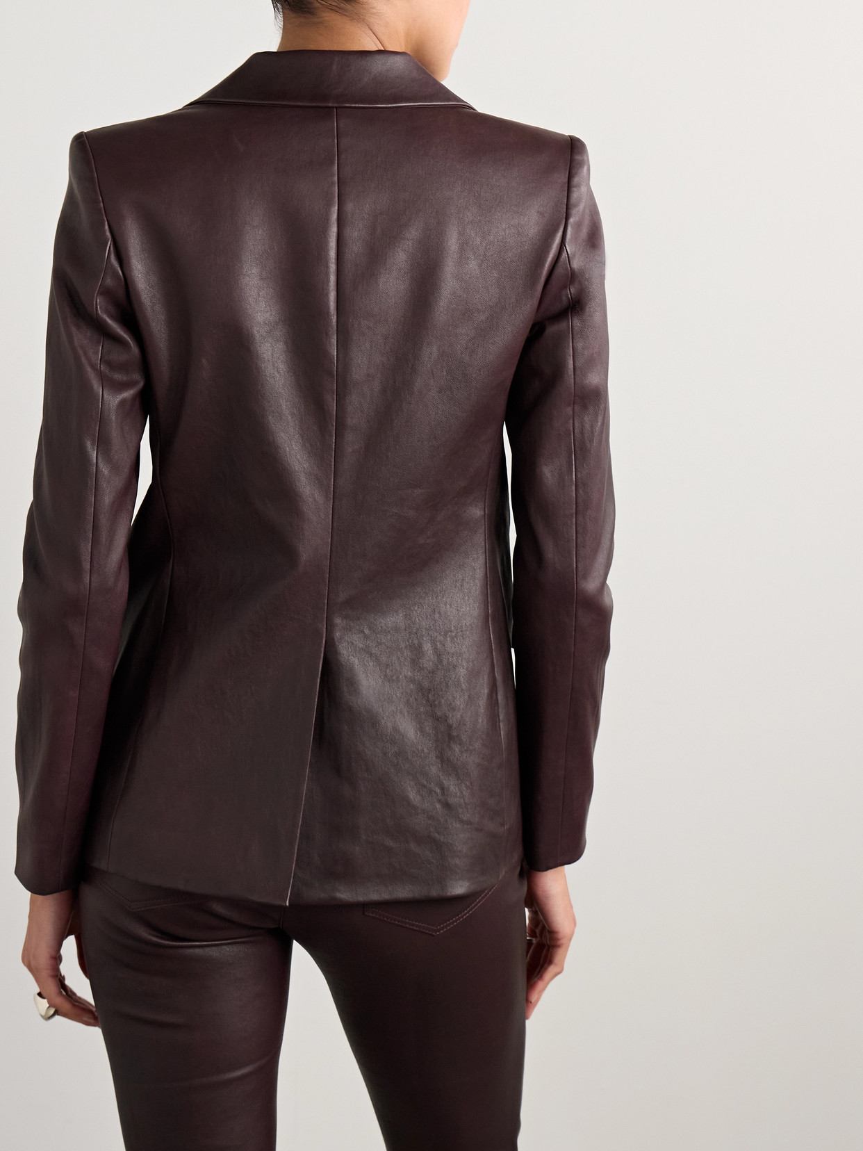 Stouls Luigi Leather Blazer In Burgundy