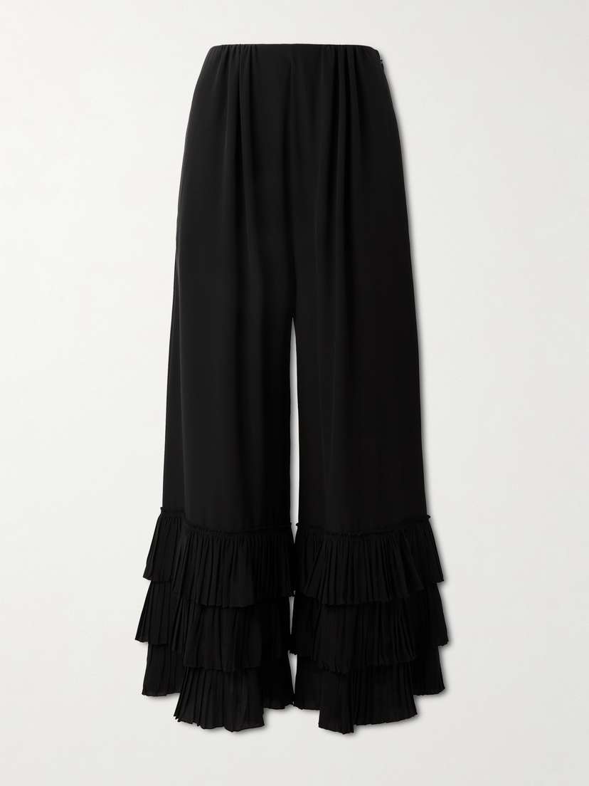 Chloé Ruffled Silk Crepe De Chine Wide-leg Pants